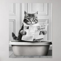 Süße Katzenwandkunst, Schwarz-Weiß kleine Badezimm
