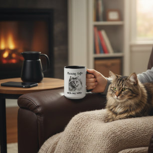 Süße Katzenzeichnung Foto hinzufügen Personalisier Tasse