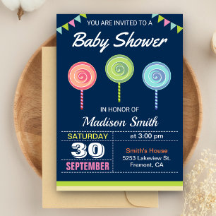 Süße Kaulollipops Baby Shower Einladung