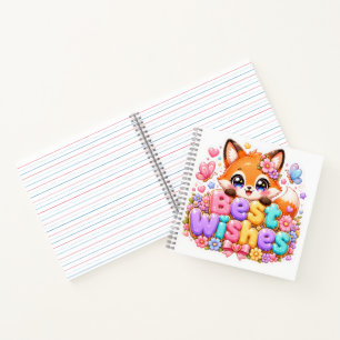 Süße Kawaii Alles Gute Fuchs Name Pastell Rosa Flo Notizblock