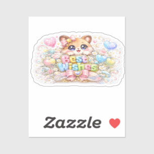 Süße Kawaii Alles Gute Katze Pastell Rosa Floral G Aufkleber