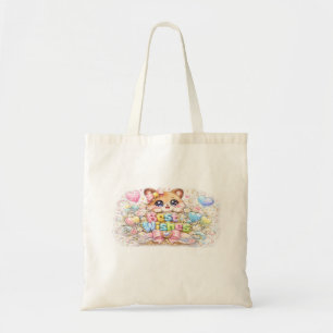 Süße Kawaii Alles Gute Katze Pastell Rosa Floral G Tragetasche
