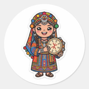 Süße Kawaii Amazigh Ber Runder Aufkleber