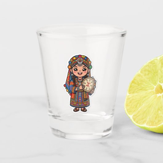 Süße Kawaii Amazigh Berber Frau Schnapsglas (Vorderseite)