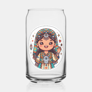 Süße Kawaii Amazigh Marokkanische Frau mit Khamsa Dosenglas