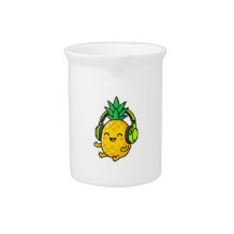 Süße Kawaii Ananas mit Kopfhörern SuSticker