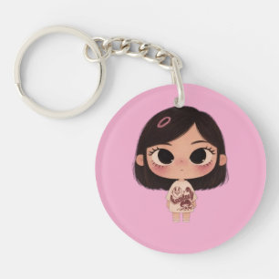 Süße Kawaii Anime Mädchen Rosa Schlüsselanhänger f