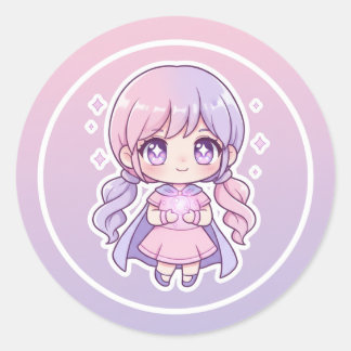 Süße Kawaii-Aufkleber Runder Aufkleber