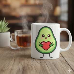 Süße Kawaii-Avocado-Herz-Liebe - Gesund und Niedli Zweifarbige Tasse