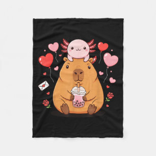 Süße Kawaii Axolotl Capybara Bubble Tea Jungen Mäd Fleecedecke