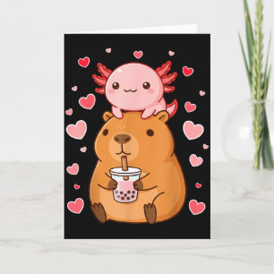 Süße Kawaii Axolotl Capybara Bubble Tea Jungen Mäd Karte