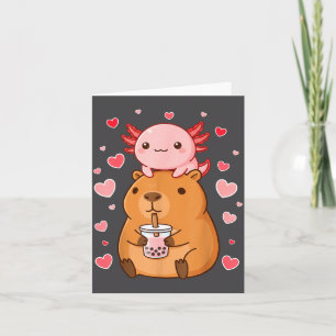 Süße Kawaii Axolotl Capybara Bubble Tea Jungen Mäd Karte