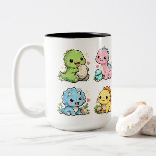 Süße Kawaii-Baby-Dinosaurier-Tasse Anbetungswürd Zweifarbige Tasse