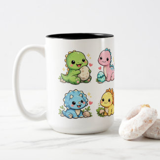 Süße Kawaii-Baby-Dinosaurier-Tasse | Anbetungswürd Zweifarbige Tasse