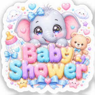 Süße Kawaii-Baby-Shower-Elefant-Pastell-Rosa-Teddy Aufkleber