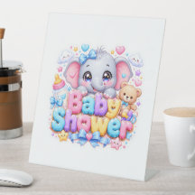 Süße Kawaii-Baby-Shower-Elefant-Pastellrosa-Teddy