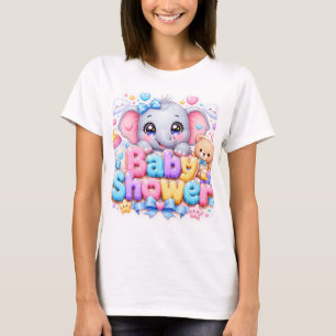 Süße Kawaii-Baby-Shower-Elefant-Pastellrosa-Teddy T-Shirt