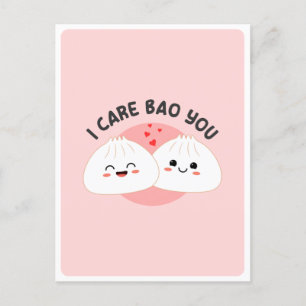 Süße Kawaii-Bao-Dumpling-Asiatische-Lebensmittel-W Postkarte