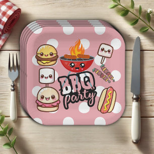 Süße Kawaii-BBQ-Party-Baby- Shower Pappteller