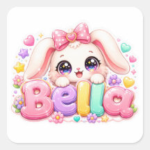 Süße Kawaii Bella Bunny Name Pastell Rosa Floral A