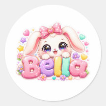 Süße Kawaii Bella Bunny Name Pastell Rosa Floral A