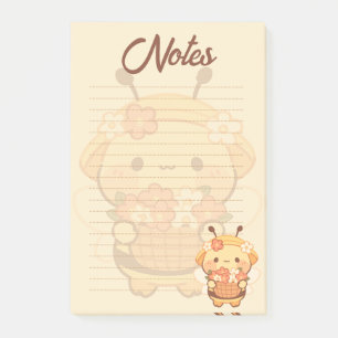Süße Kawaii-Biene Florale Gelbe Linierte Post-it-N Post-it Klebezettel