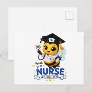 Süße Kawaii-Bienen-Krankenschwester-Abschluss 2026 Postkarte