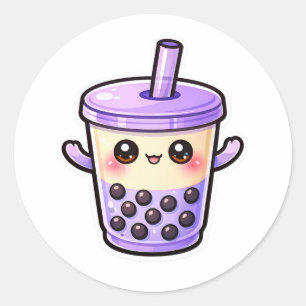 Süße Kawaii-Blasentee-Tasse Runder Aufkleber
