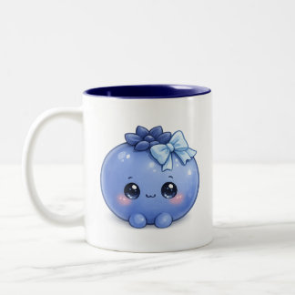 Süße Kawaii Blaubeertasse | Ansprechender Fruchtka Zweifarbige Tasse
