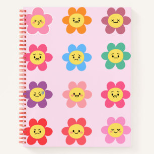 Süße Kawaii-Blumen-Gefühlsübersicht Notizblock