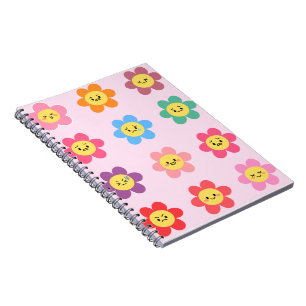 Süße Kawaii-Blumen-Gefühlsübersicht Notizblock