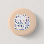 Süße Kawaii-Boba-Katze-Bubble-Tea-Anstecknadel Button (Vorderseite)