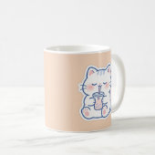 Süße Kawaii-Boba-Katze Bubble Tea Kaffeetasse (VorderseiteRechts)