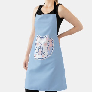 Süße Kawaii-Boba-Katzen-Blasen-Tee-Barista-Schürze Schürze
