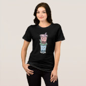 Süße Kawaii-Bubble-Tea-Stack-Art Tri-Blend Shirt (Vorderseite voll)
