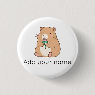 Süße Kawaii Capybara mit rosa Lotusblume Button