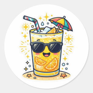 Süße Kawaii Coole Sommer-Tropengetränk SungSticker Runder Aufkleber
