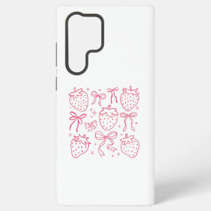 Süße Kawaii Coquette rosa Erdbeer-Schleifen Samsung Galaxy Hülle