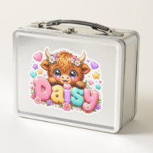 Süße Kawaii Daisy Highland Kuh Name Pastell Rosa F