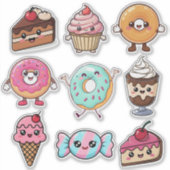Süße Kawaii-Desserts Aufkleber (Vorderseite)