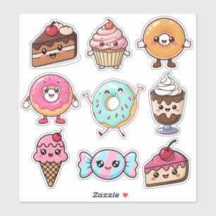 Süße Kawaii-Desserts Aufkleber