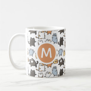 Süße Kawaii Dicke Cartoon-Katze Nahtloses Muster A Kaffeetasse