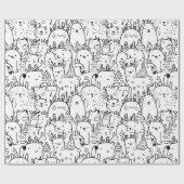 Süße Kawaii-Doodle-Charaktere (2) Geschenkpapier (Flach)