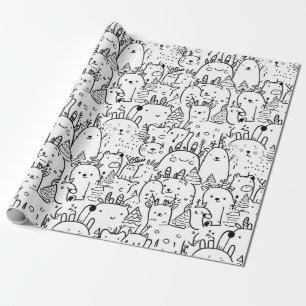 Süße Kawaii-Doodle-Charaktere (2) Geschenkpapier