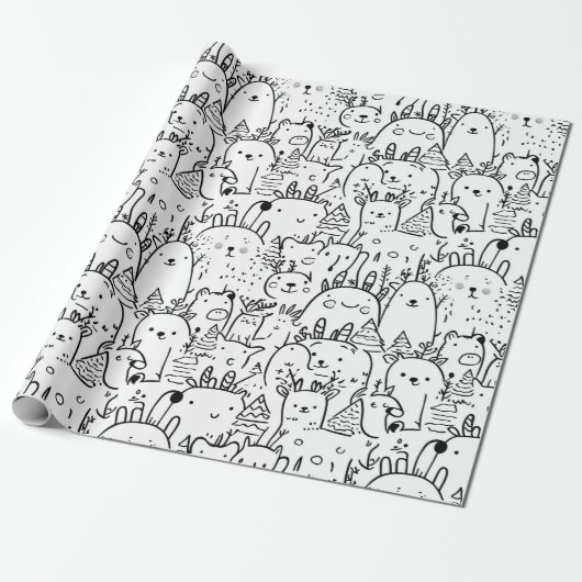 Süße Kawaii-Doodle-Charaktere (2) Geschenkpapier (Ungerollt)
