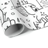 Süße Kawaii-Doodle-Charaktere (2) Geschenkpapier (Rolleneckpunkt)