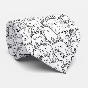 Süße Kawaii-Doodle-Charaktere (2) Krawatte