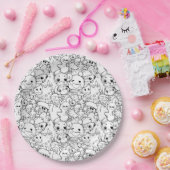 Süße Kawaii-Doodle-Charaktere Pappteller (Party)