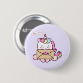Süße Kawaii-Einhorn-Liebesillustration Button (Vorne & Hinten)