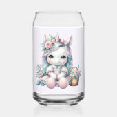Süße Kawaii-Einhorndoll mit Blumenkorb Dosenglas (Rückseite)